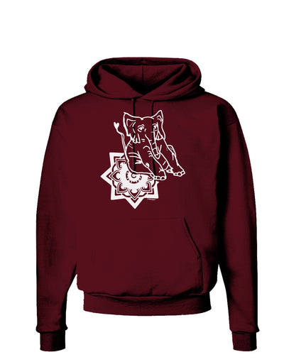 TooLoud Mandala Baby Elephant Dark Hoodie Sweatshirt-Hoodie-TooLoud-Maroon-Small-Davson Sales