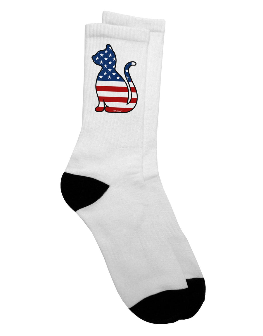 TooLoud presents: Exquisite Patriotic Cat Design Adult Crew Socks - A Perfect Blend of Style and Patriotism-Socks-TooLoud-White-Ladies-4-6-Davson Sales