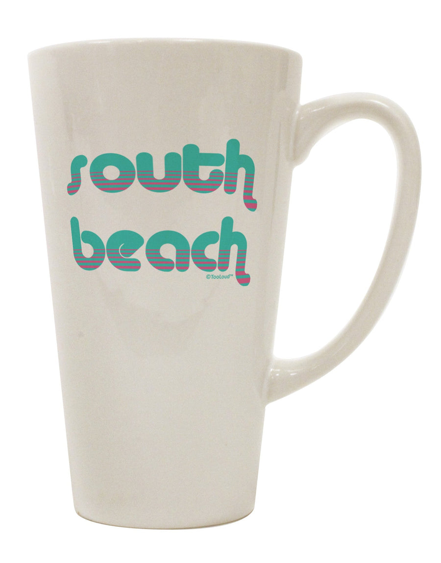 TooLoud Presents: Exquisite South Beach Color Scheme Design 16 Ounce Conical Latte Coffee Mug - Perfect for Beverage Connoisseurs-Conical Latte Mug-TooLoud-White-Davson Sales