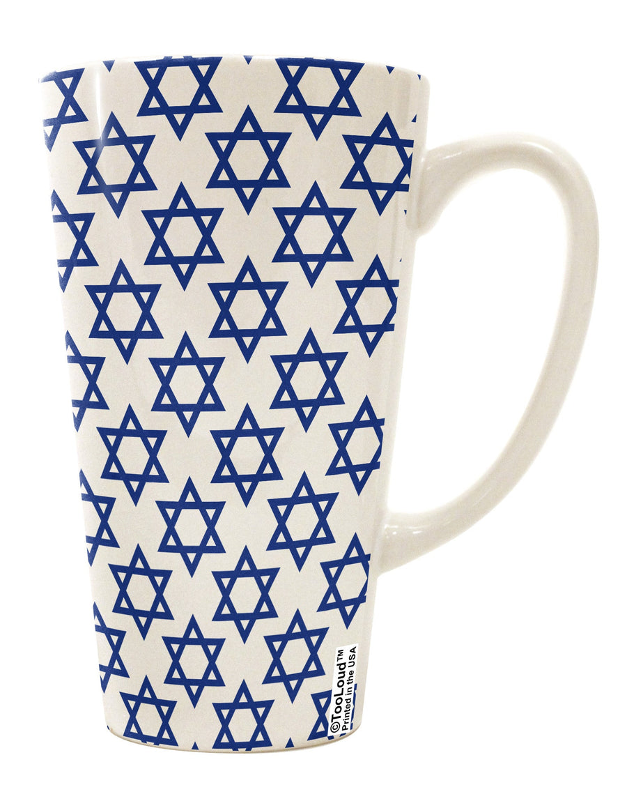 TooLoud Presents: Exquisite Stars of David Jewish 16 Ounce Conical Latte Coffee Mug - A Masterpiece for Drinkware Connoisseurs-Conical Latte Mug-TooLoud-White-Davson Sales