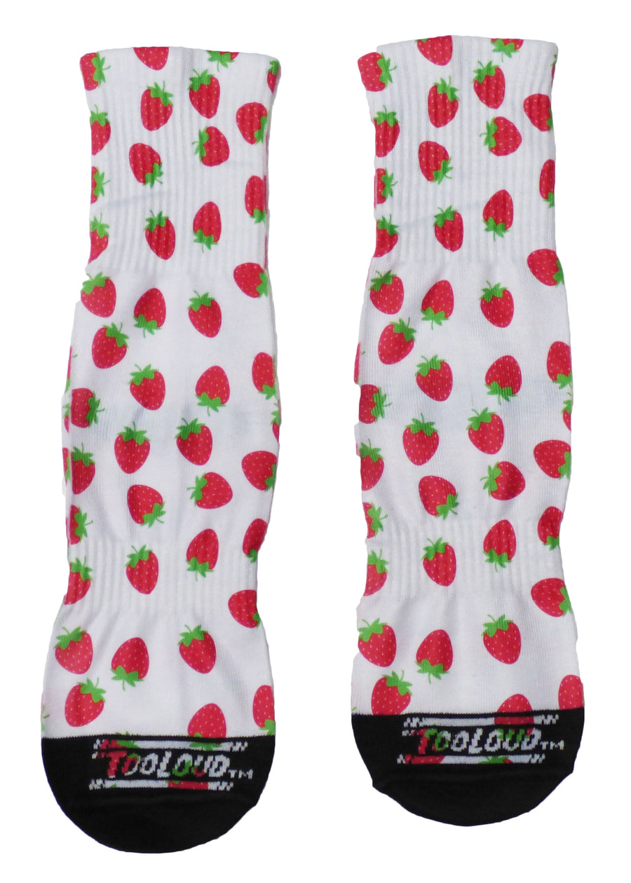 TooLoud Presents: Exquisite Strawberries Everywhere Adult Crew Socks - A Must-Have for Fashion Enthusiasts