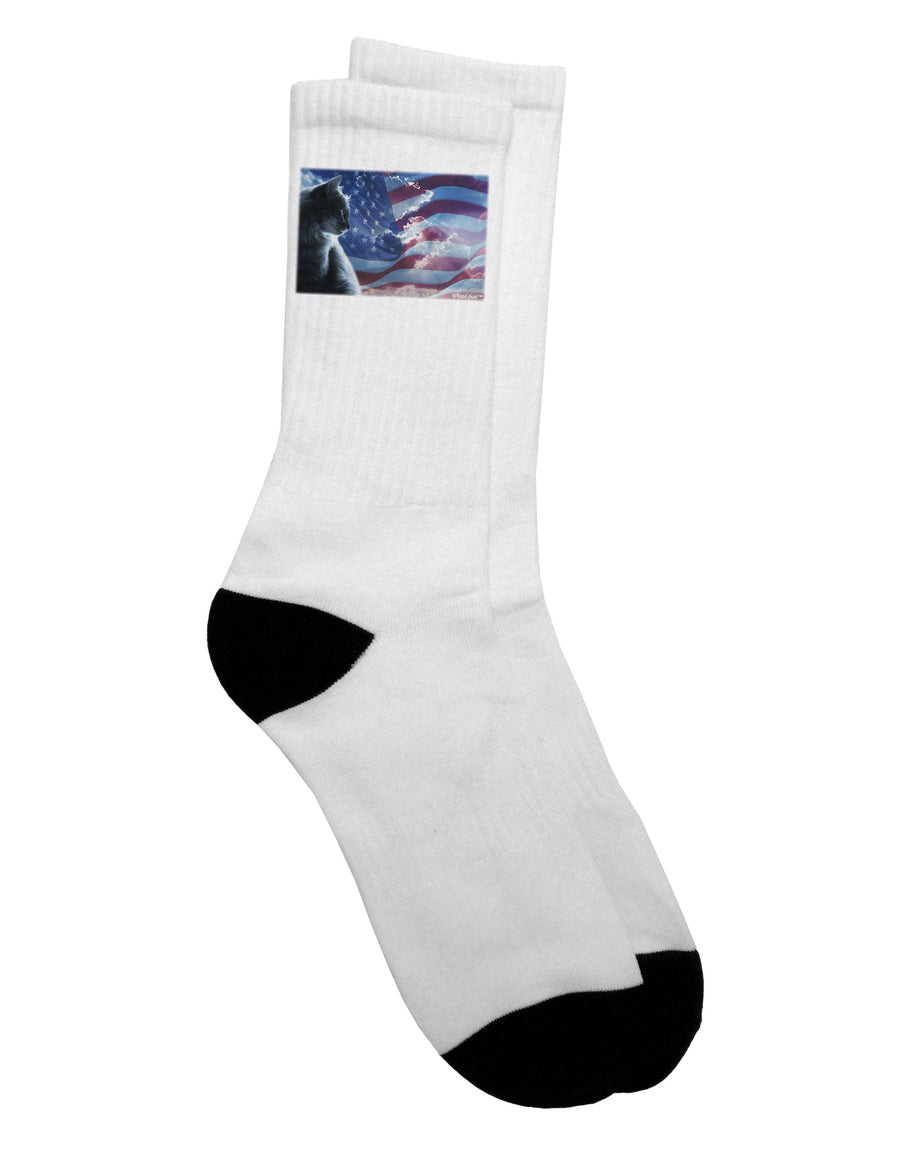 TooLoud presents the All American Cat Adult Crew Socks - Perfect for Feline Enthusiasts-Socks-TooLoud-White-Ladies-4-6-Davson Sales