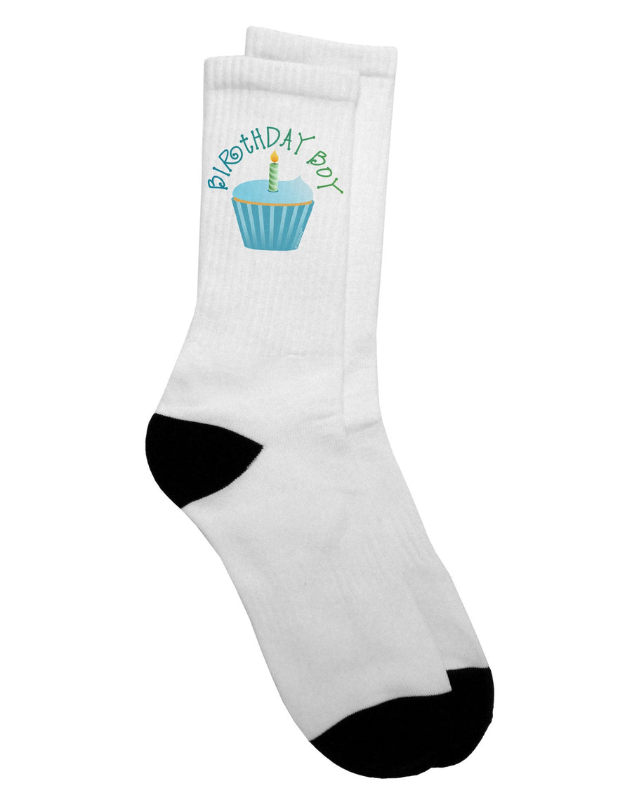 TooLoud presents the Birthday Boy Candle Cupcake Adult Crew Socks - Perfect for Celebrating-Socks-TooLoud-White-Ladies-4-6-Davson Sales