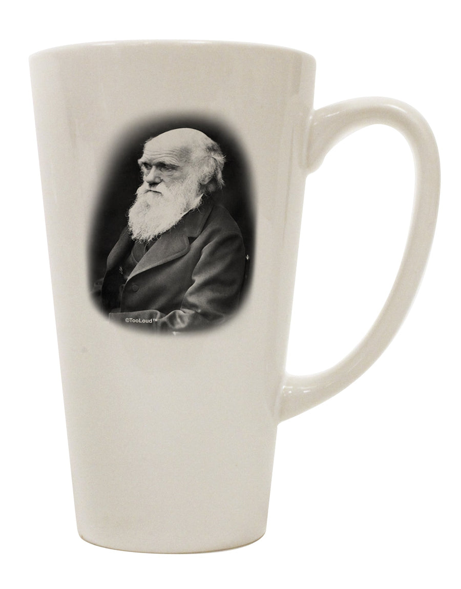 TooLoud presents the Charles Darwin Black and White 16 Ounce Conical Latte Coffee Mug - the Perfect Drinkware for Discerning Coffee Enthusiasts-Conical Latte Mug-TooLoud-White-Davson Sales