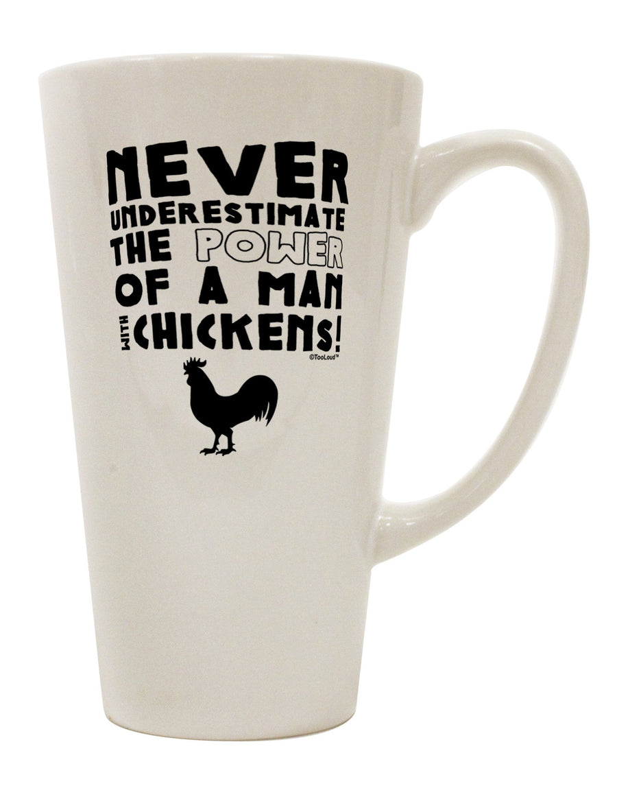 TooLoud Presents: The Exquisite A Man With Chickens 16 Ounce Conical Latte Coffee Mug - Perfect for Discerning Drinkware Enthusiasts-Conical Latte Mug-TooLoud-White-Davson Sales