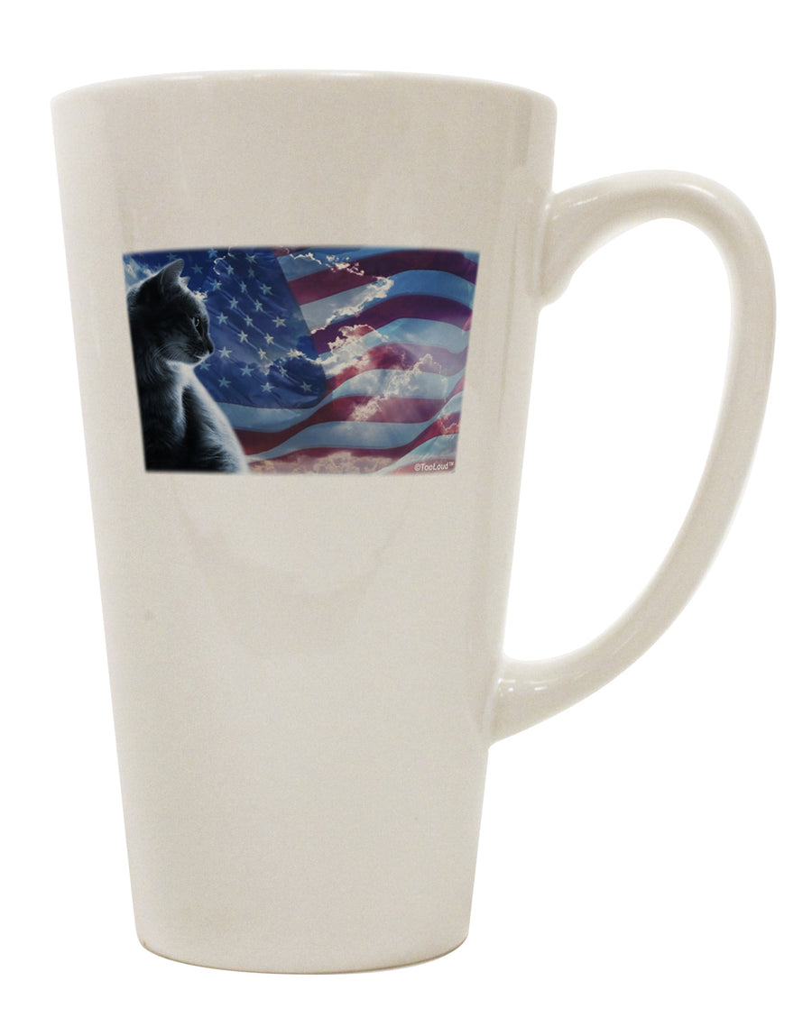 TooLoud Presents: The Exquisite All American Cat 16 Ounce Conical Latte Coffee Mug - A Must-Have for Drinkware Enthusiasts-Conical Latte Mug-TooLoud-White-Davson Sales