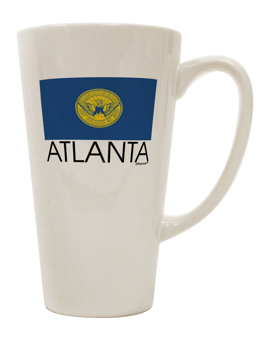 TooLoud Presents: The Exquisite Atlanta Georgia Flag Text 16 Ounce Conical Latte Coffee Mug - A Must-Have for Drinkware Enthusiasts-Conical Latte Mug-TooLoud-White-Davson Sales