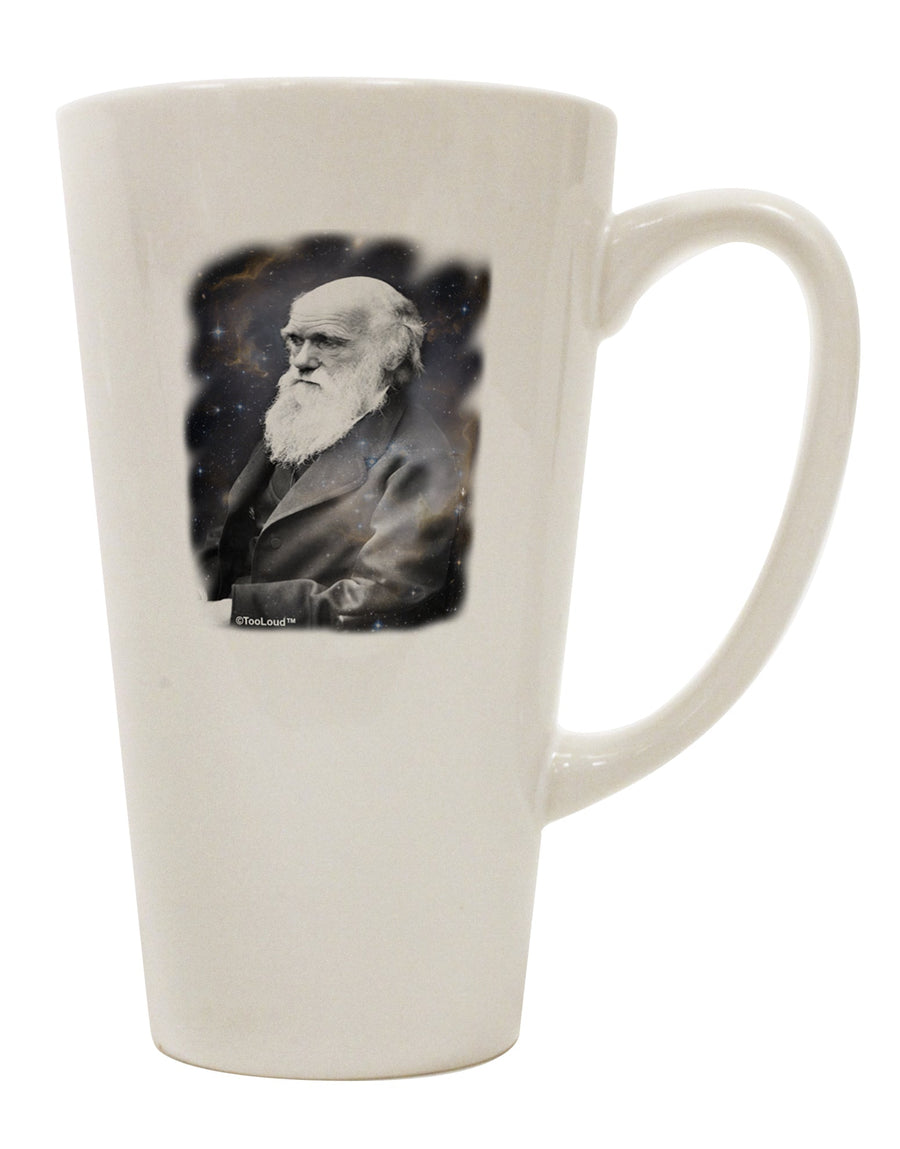 TooLoud Presents: The Exquisite Charles Darwin In Space 16 Ounce Conical Latte Coffee Mug - A Must-Have for Drinkware Enthusiasts-Conical Latte Mug-TooLoud-White-Davson Sales