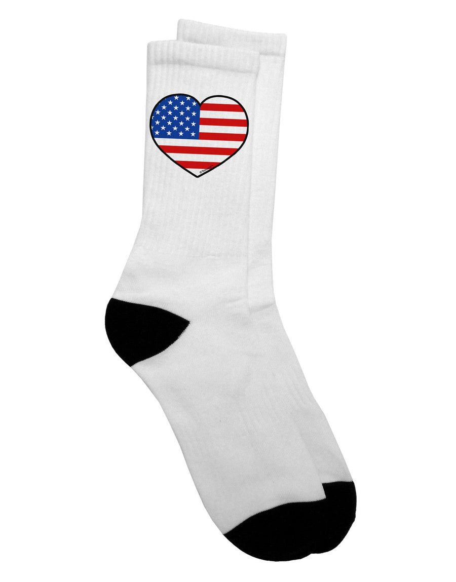 TooLoud presents the exquisite collection of Adult Crew Socks featuring the American Flag Heart Design - TooLoud-Socks-TooLoud-White-Ladies-4-6-Davson Sales