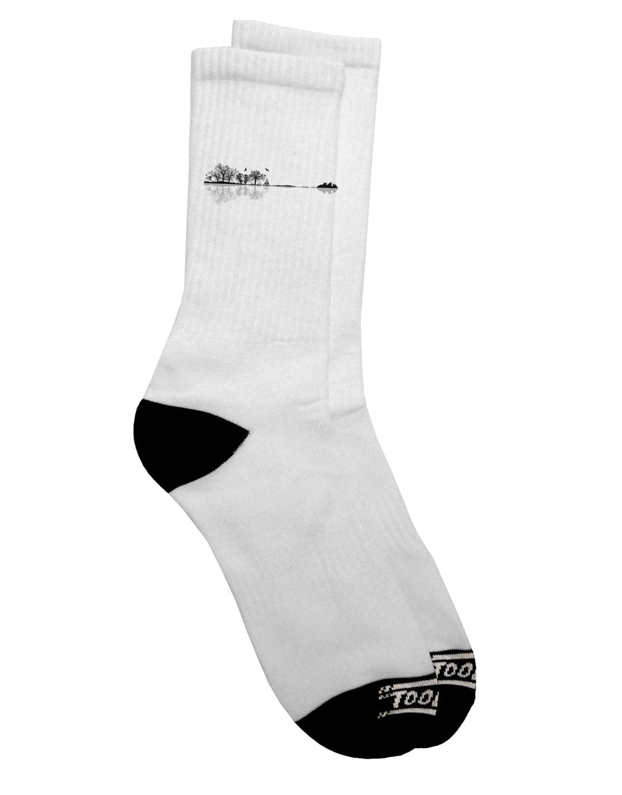 TooLoud presents the exquisite Nature's Harmony Guitar Adult Crew Socks - Perfect for Music Enthusiasts-Socks-TooLoud-White-Ladies-4-6-Davson Sales