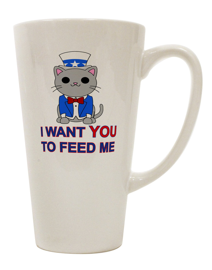 TooLoud Presents: The Exquisite Patriotic Cat I Want You 16 Ounce Conical Latte Coffee Mug - A Must-Have for Drinkware Enthusiasts-Conical Latte Mug-TooLoud-White-Davson Sales