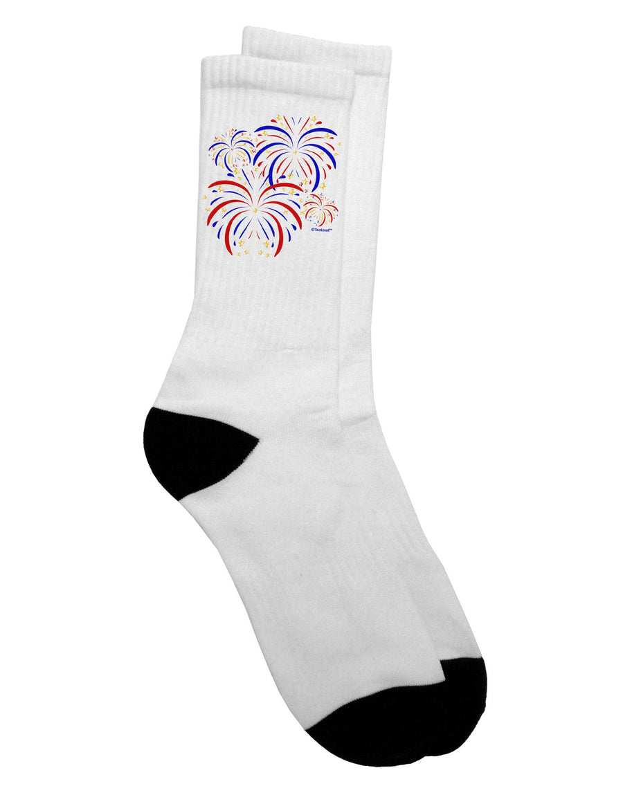 TooLoud presents the Exquisite Patriotic Fireworks with Bursting Stars Adult Crew Socks - TooLoud-Socks-TooLoud-White-Ladies-4-6-Davson Sales