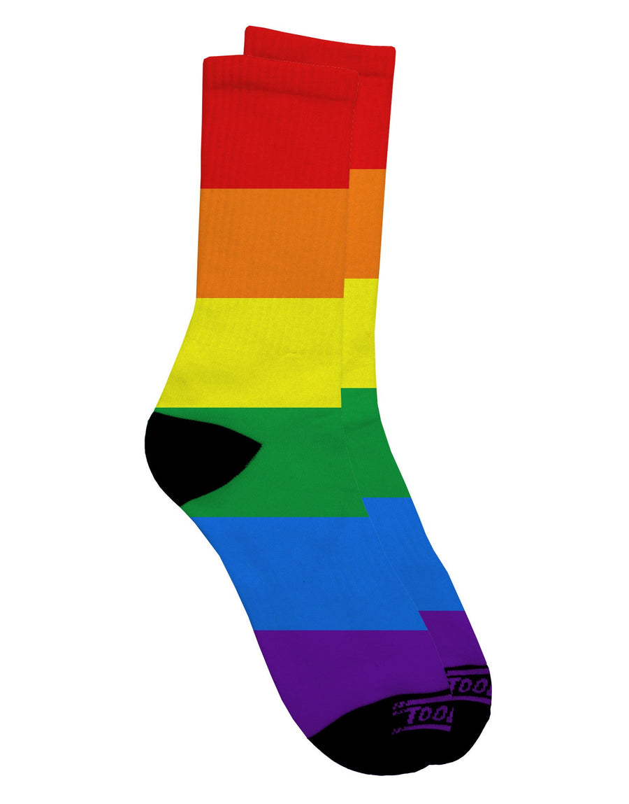 TooLoud presents the exquisite Rainbow Horizontal Gay Pride Flag Adult Crew Socks - A Captivating All Over Print