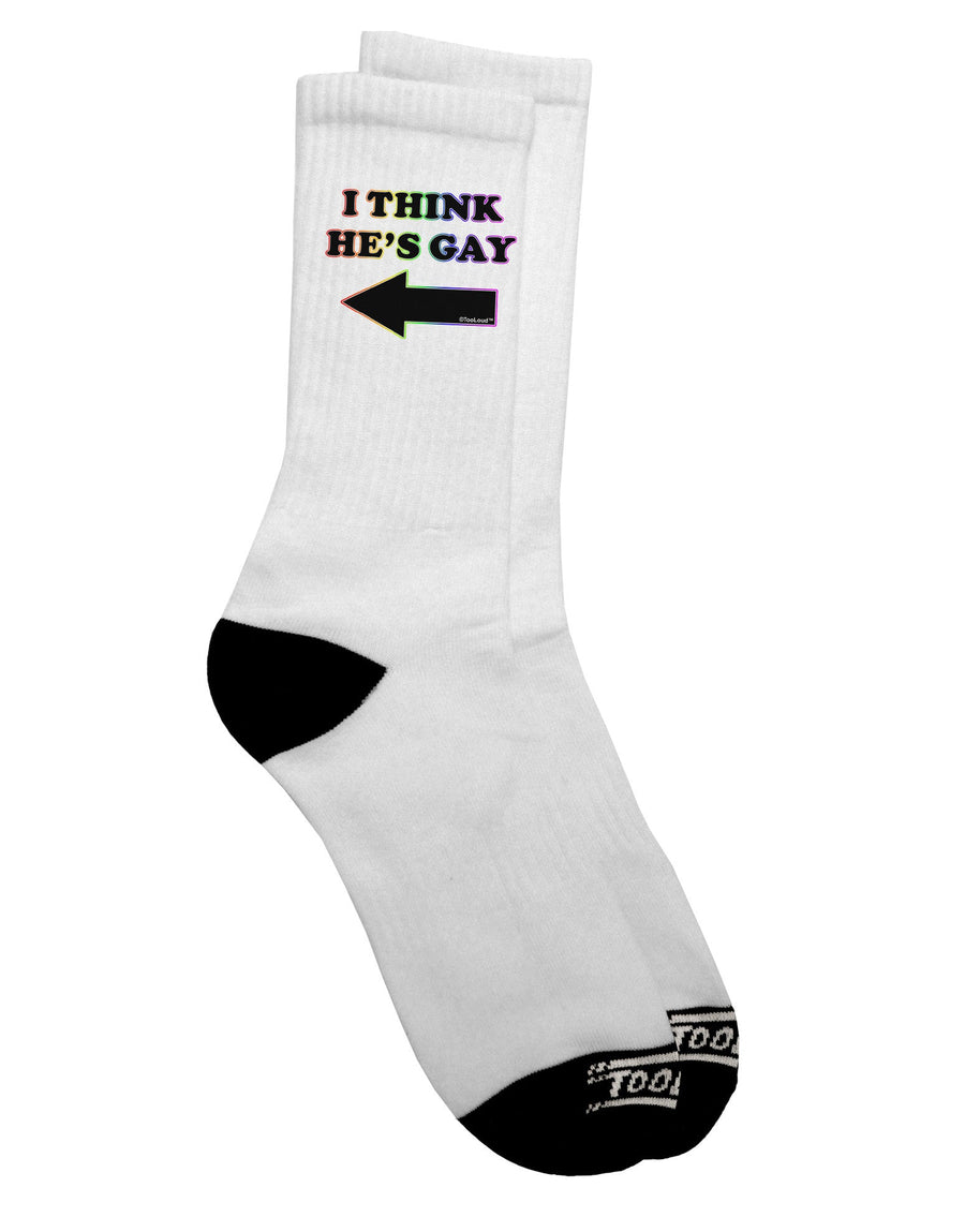 TooLoud presents the "I Think He's Gay" Left Adult Crew Socks - A Fashionable Statement-Socks-TooLoud-White-Ladies-4-6-Davson Sales