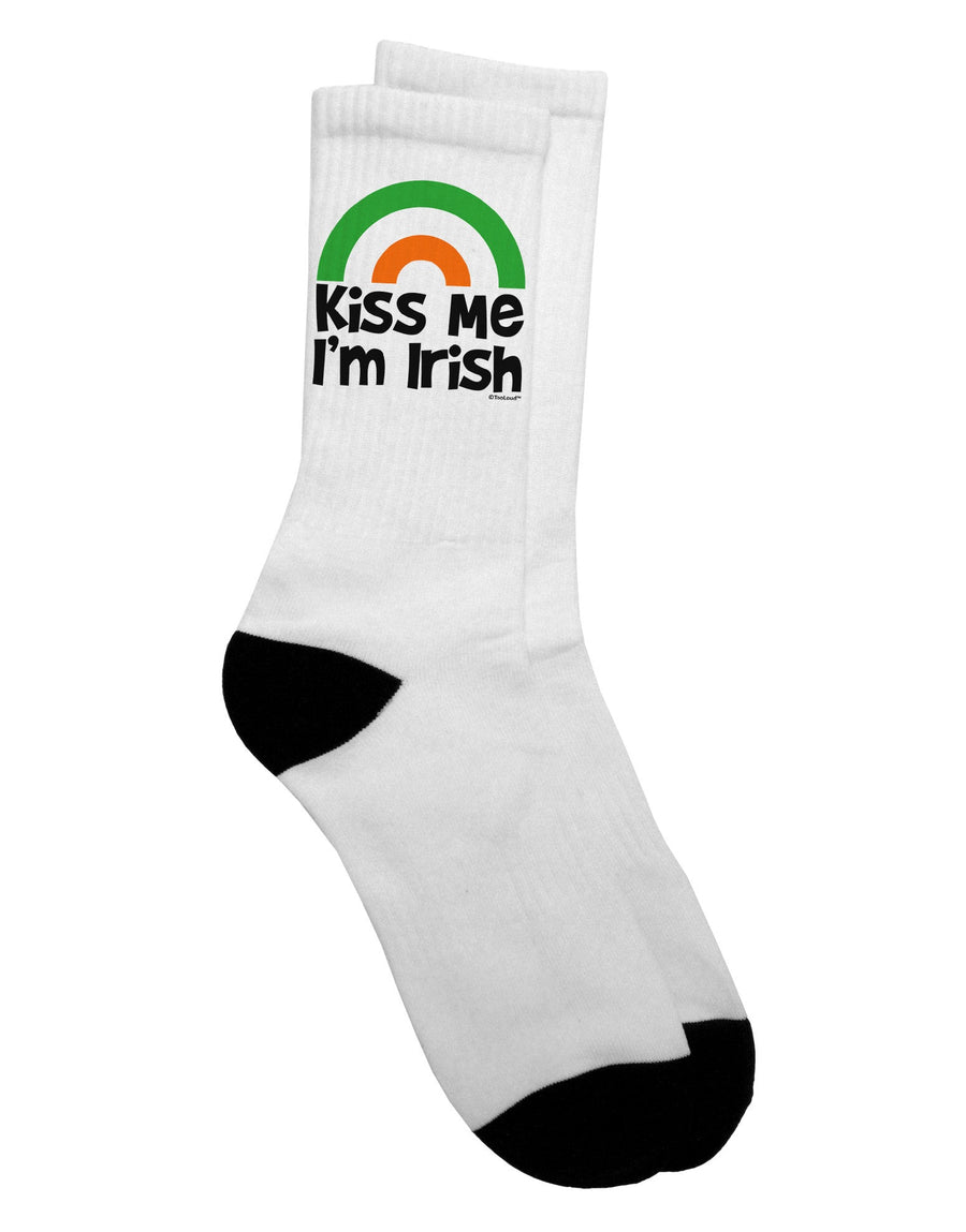 TooLoud presents the Irish Flag Rainbow - Kiss Me I'm Irish Adult Crew Socks - Perfect for St. Patrick's Day Celebration-Socks-TooLoud-White-Ladies-4-6-Davson Sales
