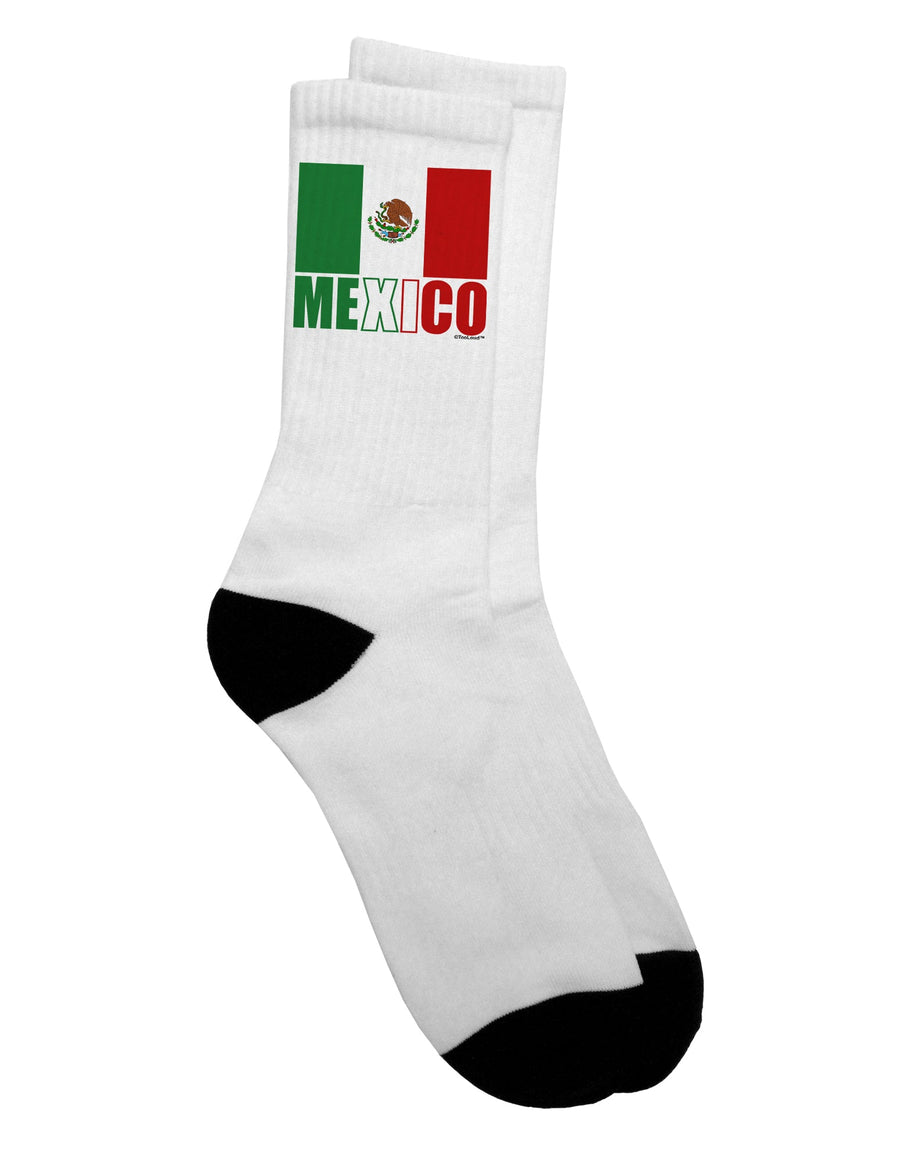 TooLoud presents the Mexican Flag - Mexico Text Adult Crew Socks - A Perfect Blend of Style and Patriotism-Socks-TooLoud-White-Ladies-4-6-Davson Sales
