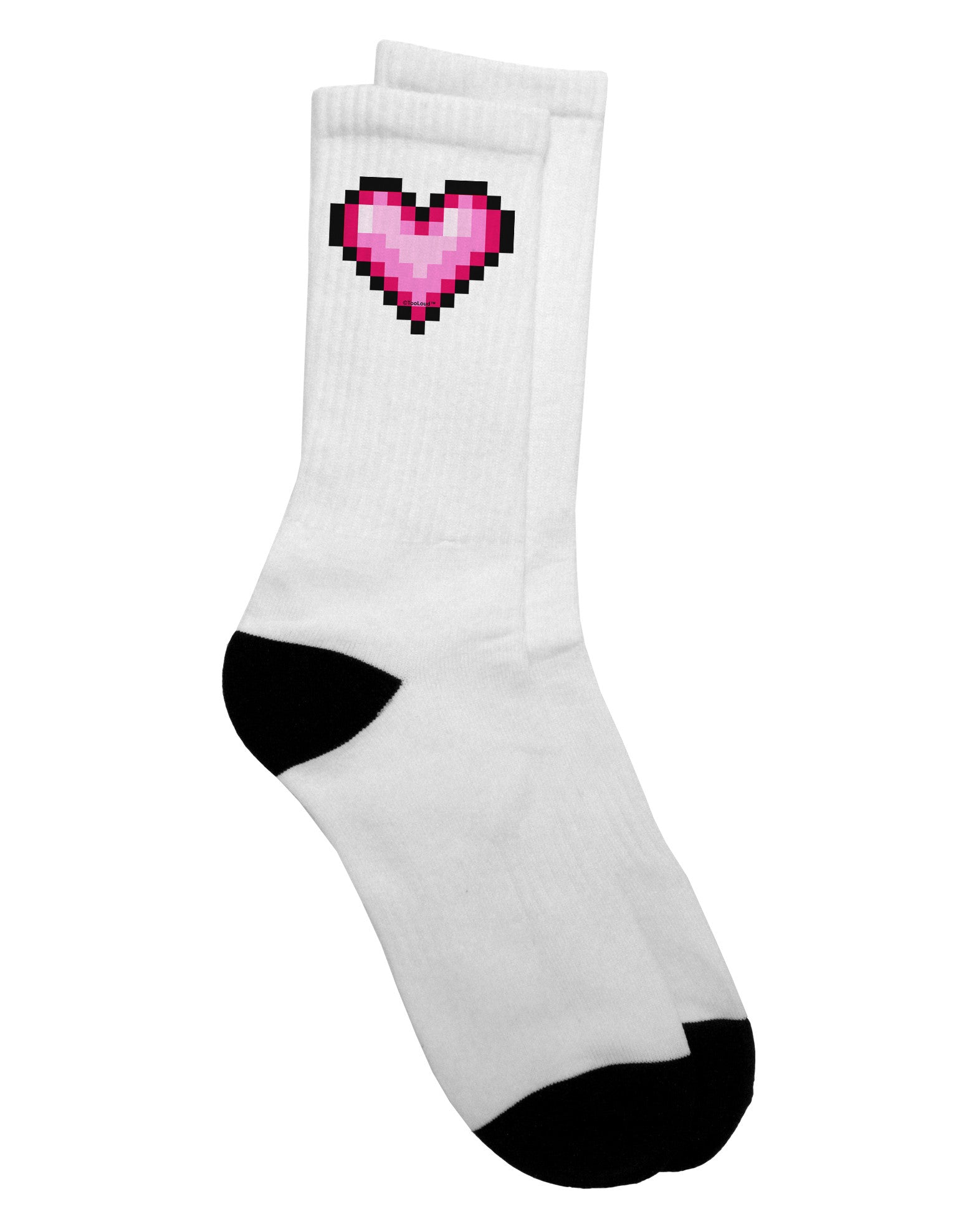 TooLoud presents the Pixel Heart Design B - Valentine's Day Adult Crew Socks - TooLoud-Socks-TooLoud-White-Ladies-4-6-Davson Sales