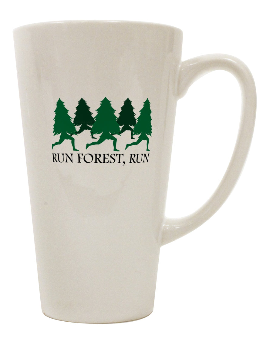 TooLoud Presents: The Run Forest Run Funny 16 Ounce Conical Latte Coffee Mug - Perfect for Coffee Connoisseurs-Conical Latte Mug-TooLoud-White-Davson Sales