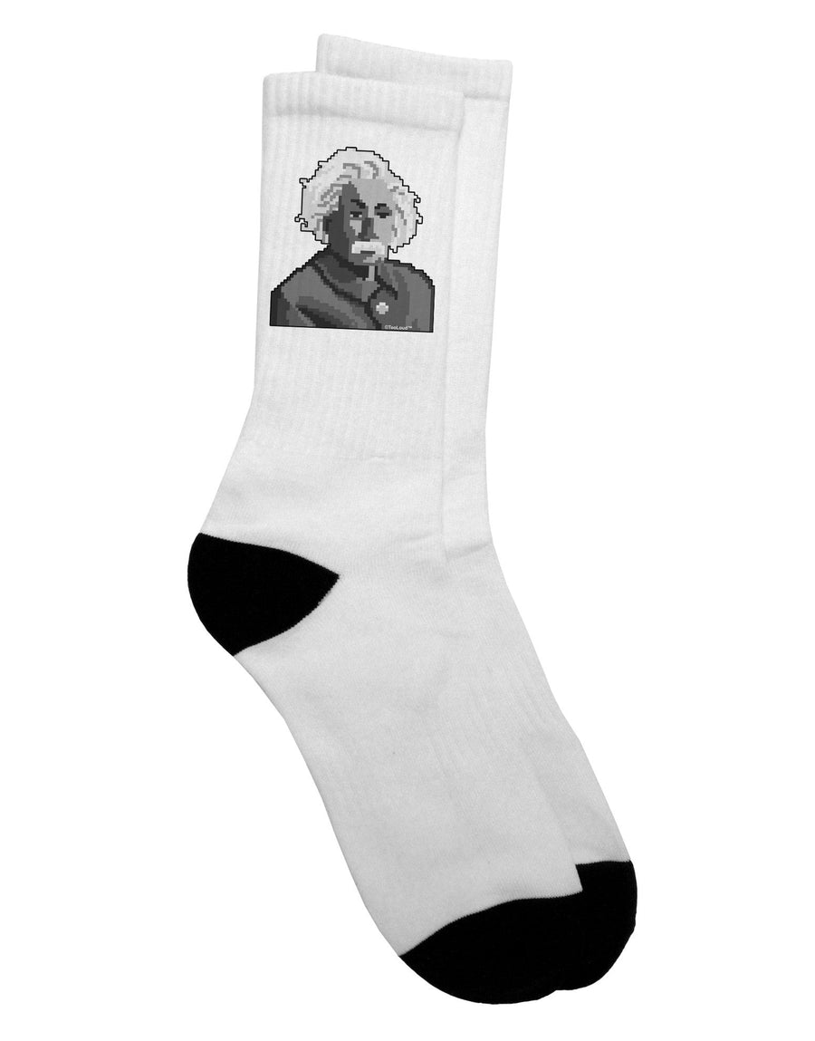 TooLoud presents the sophisticated Pixel Albert Design Adult Crew Socks - TooLoud-Socks-TooLoud-White-Ladies-4-6-Davson Sales