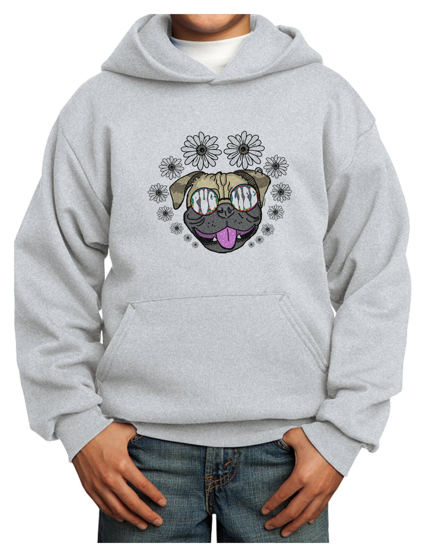 TooLoud Pug Life Hippy Youth Hoodie Pullover Sweatshirt-Youth Hoodie-TooLoud-White-XS-Davson Sales