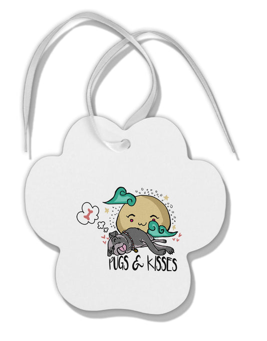TooLoud Pugs and Kisses Paw Print Shaped Ornament-Ornament-TooLoud-Davson Sales