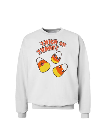 TooLoud Trick or Treat Cute Candy Corn Halloween Sweatshirt-Sweatshirts-TooLoud-White-Small-Davson Sales