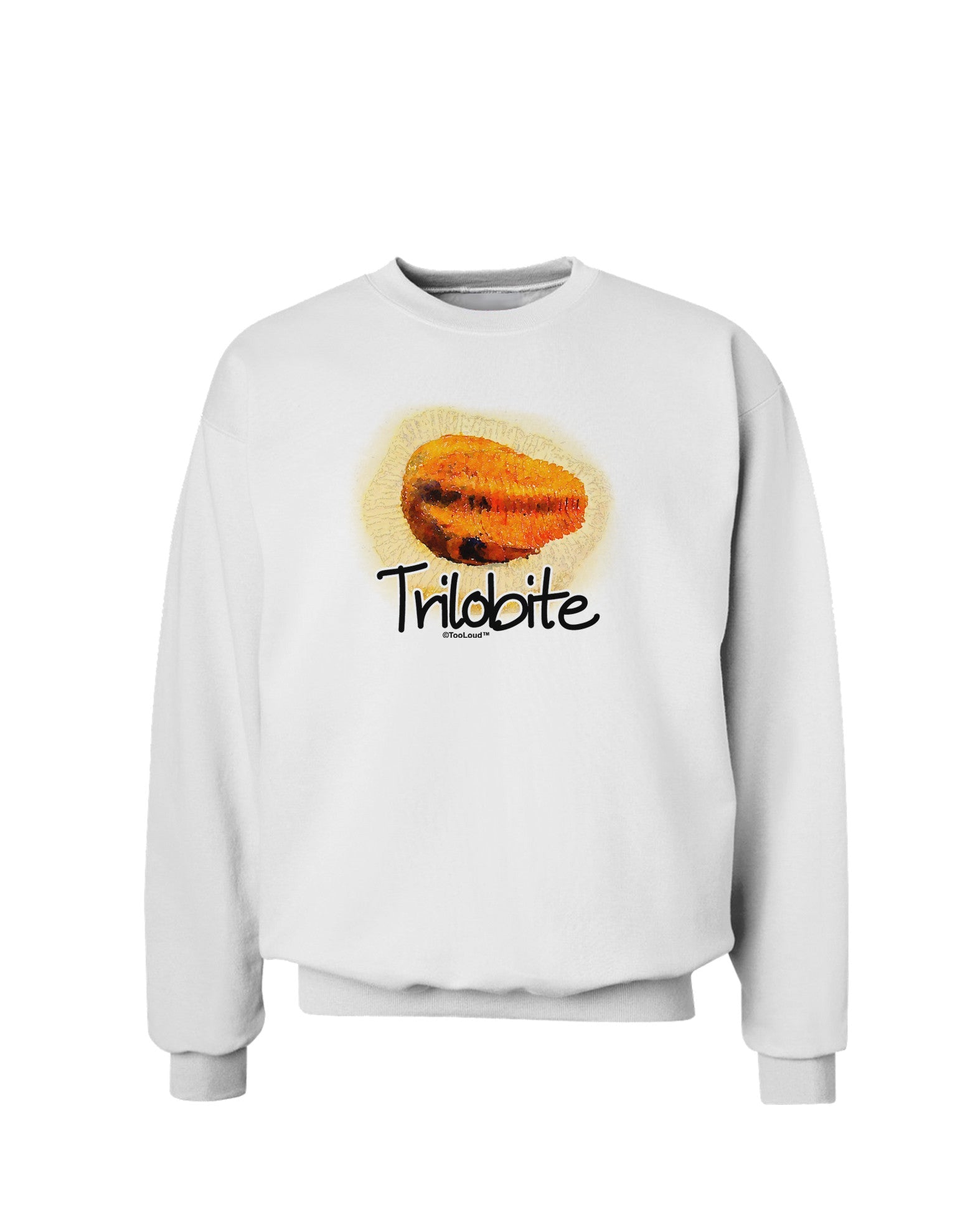 TooLoud Trilobite Fossil Watercolor Text Sweatshirt-Sweatshirts-TooLoud-White-Small-Davson Sales