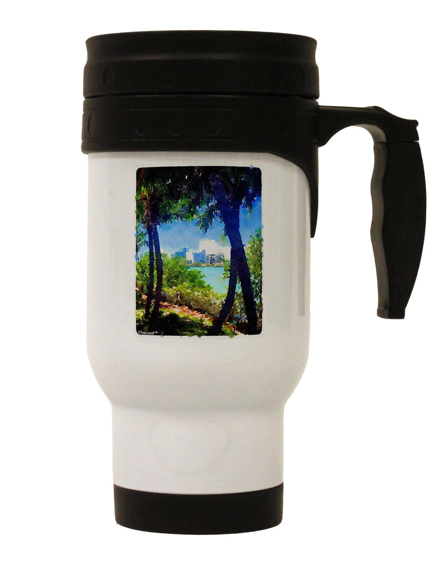 TooLoud Tropical Skyline Stainless Steel 14oz Travel Mug-Travel Mugs-TooLoud-White-Davson Sales