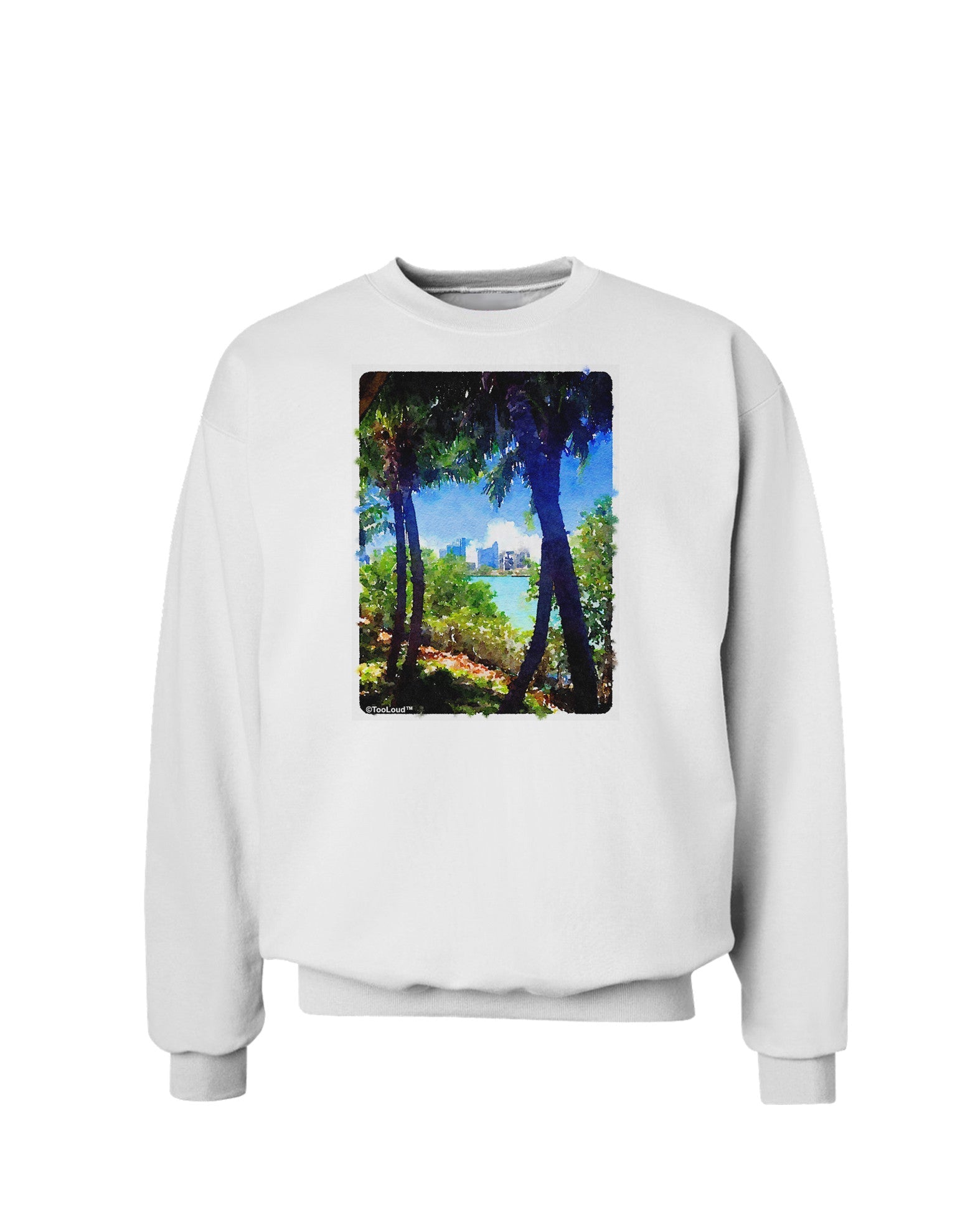 TooLoud Tropical Skyline Sweatshirt-Sweatshirts-TooLoud-White-Small-Davson Sales