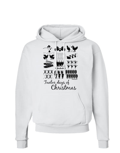 TooLoud Twelve Days of Christmas Text Hoodie Sweatshirt-Hoodie-TooLoud-White-Small-Davson Sales