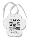 TooLoud Twelve Days of Christmas Text Paw Print Shaped Ornament-Ornament-TooLoud-White-Davson Sales