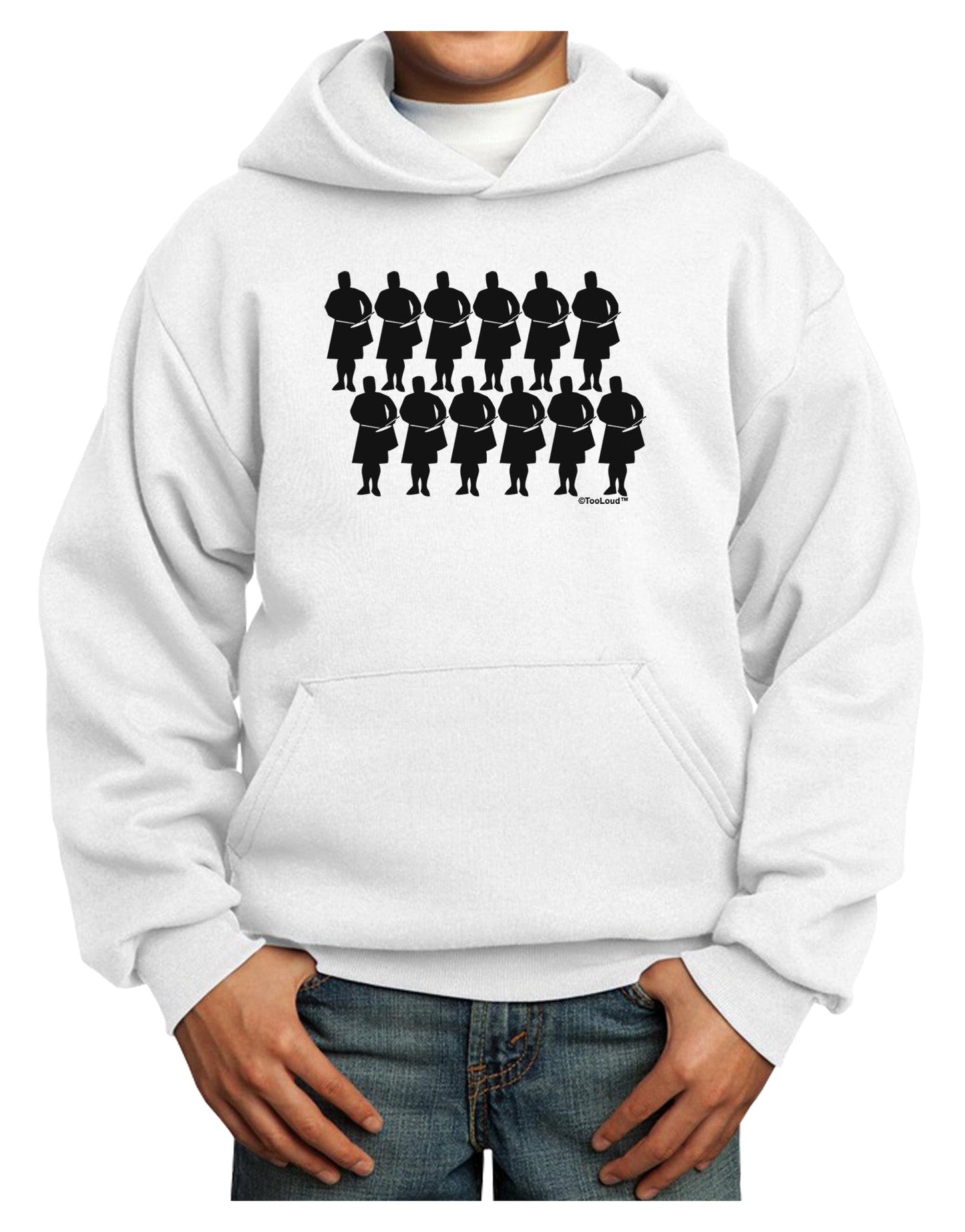 TooLoud Twelve Drummers Drumming Youth Hoodie Pullover Sweatshirt-Youth Hoodie-TooLoud-White-XS-Davson Sales
