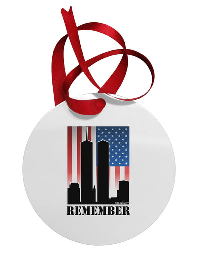 TooLoud Twin Towers Remember Circular Metal Ornament-Ornament-TooLoud-White-Davson Sales