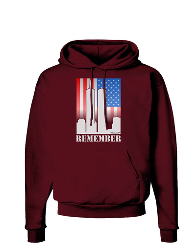 TooLoud Twin Towers Remember Dark Hoodie Sweatshirt-Hoodie-TooLoud-Maroon-Small-Davson Sales