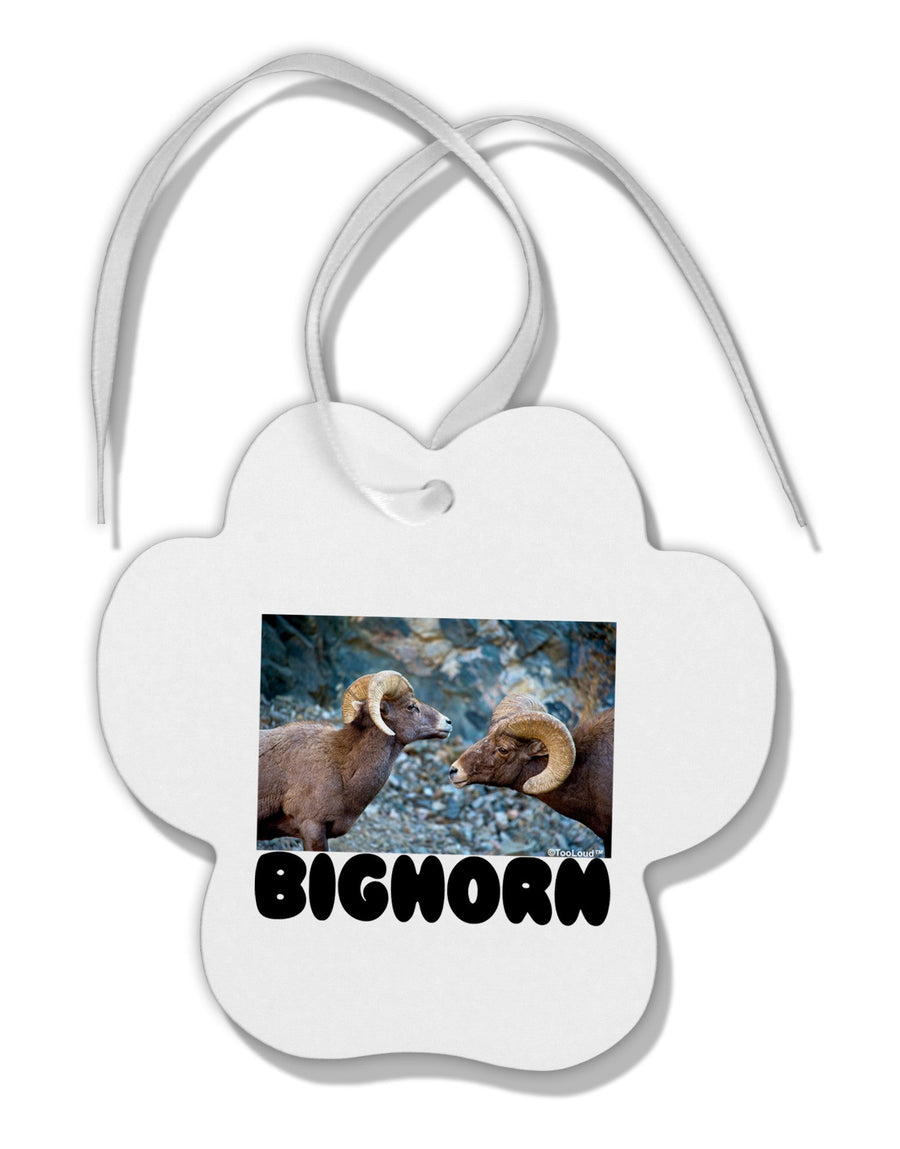 TooLoud Two Bighorn Rams Text Paw Print Shaped Ornament-Ornament-TooLoud-White-Davson Sales