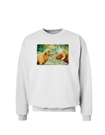 TooLoud Two Bighorn Rams Watercolor Sweatshirt-Sweatshirts-TooLoud-White-Small-Davson Sales