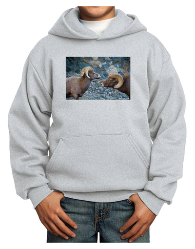 TooLoud Two Bighorn Rams Youth Hoodie Pullover Sweatshirt-Youth Hoodie-TooLoud-Ash-XS-Davson Sales