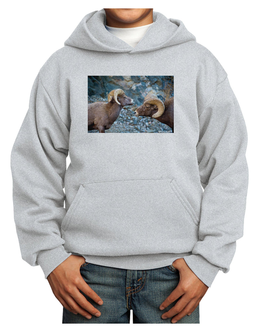 TooLoud Two Bighorn Rams Youth Hoodie Pullover Sweatshirt-Youth Hoodie-TooLoud-White-XS-Davson Sales