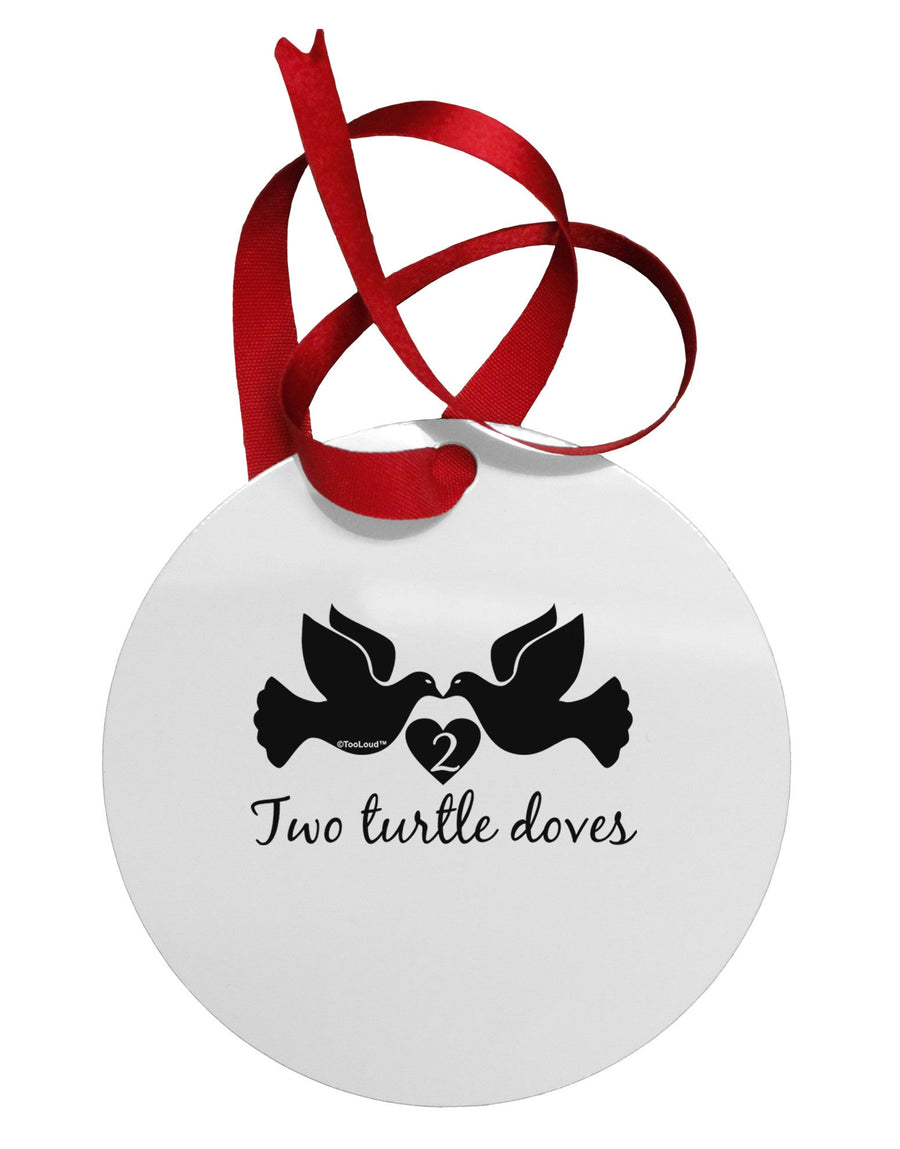 TooLoud Two Turtle Doves Text Circular Metal Ornament-Ornament-TooLoud-White-Davson Sales