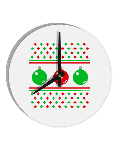 TooLoud Ugly Christmas Sweater Ornaments 10 InchRound Wall Clock-Wall Clock-TooLoud-White-Davson Sales