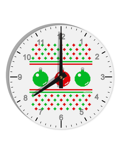 TooLoud Ugly Christmas Sweater Ornaments 10 InchRound Wall Clock with Numbers-Wall Clock-TooLoud-White-Davson Sales