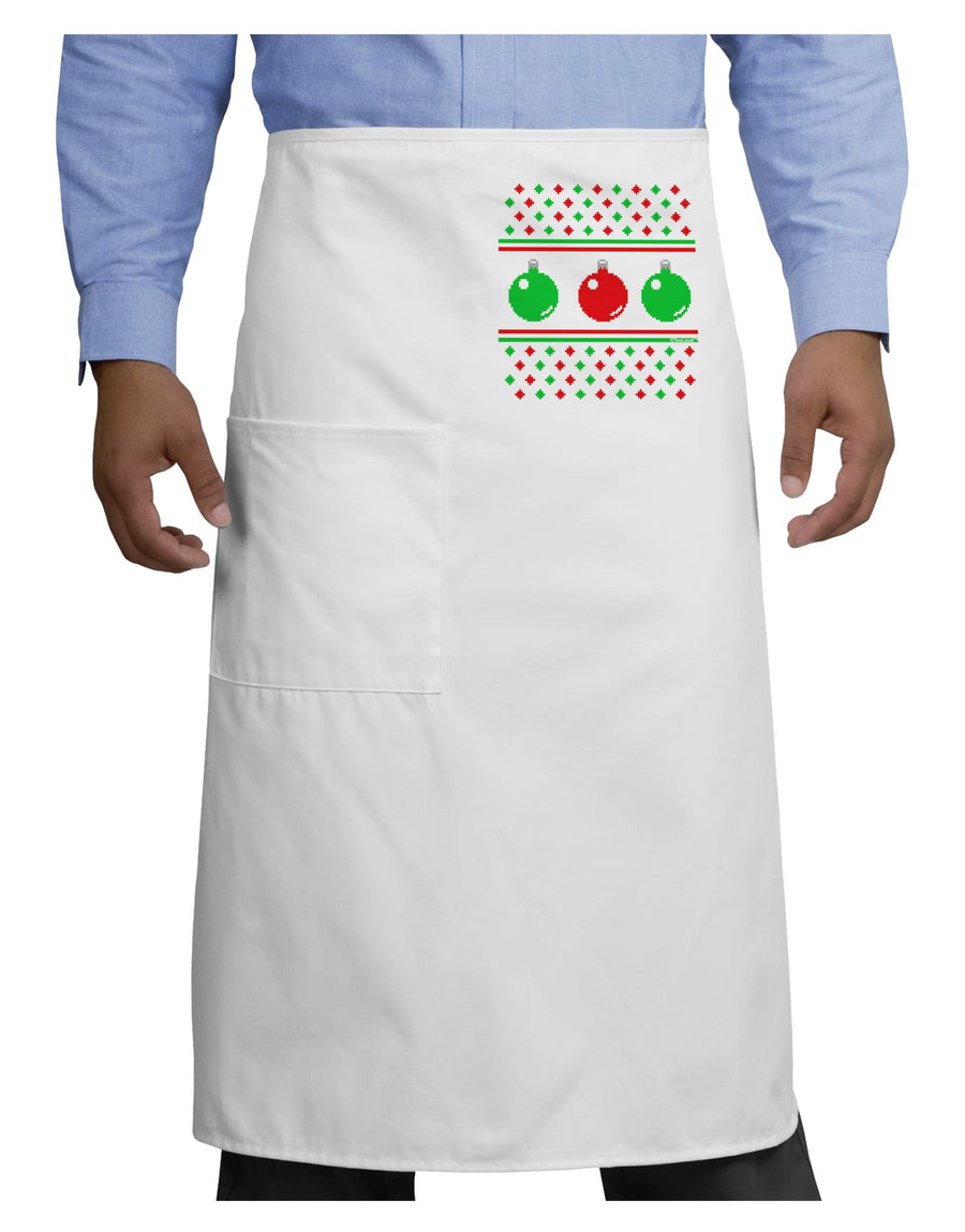 TooLoud Ugly Christmas Sweater Ornaments Adult Bistro Apron-Bistro Apron-TooLoud-White-One-Size-Adult-Davson Sales