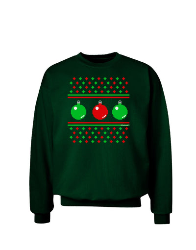 TooLoud Ugly Christmas Sweater Ornaments Adult Dark Sweatshirt-Sweatshirts-TooLoud-Deep-Forest-Green-Small-Davson Sales