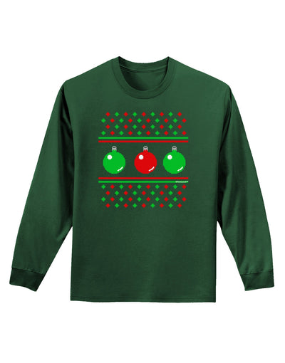 TooLoud Ugly Christmas Sweater Ornaments Adult Long Sleeve Dark T-Shirt-Ornament-TooLoud-Dark-Green-Small-Davson Sales