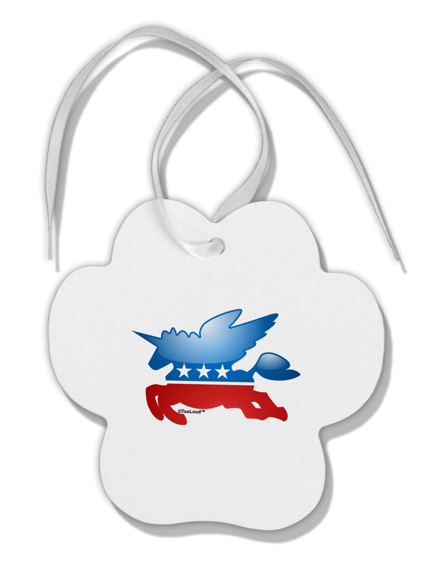 TooLoud Unicorn Political Symbol Paw Print Shaped Ornament-Ornament-TooLoud-White-Davson Sales