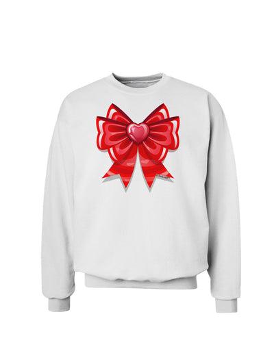 TooLoud Valentine's Day Heart Bow Sweatshirt-Sweatshirts-TooLoud-White-Small-Davson Sales