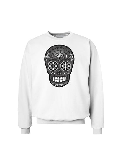 TooLoud Version 9 Black and White Day of the Dead Calavera Sweatshirt-Sweatshirts-TooLoud-White-Small-Davson Sales