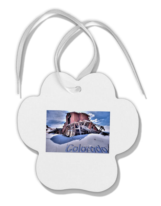 TooLoud Victor Mines Colorado Text Paw Print Shaped Ornament-Ornament-TooLoud-White-Davson Sales