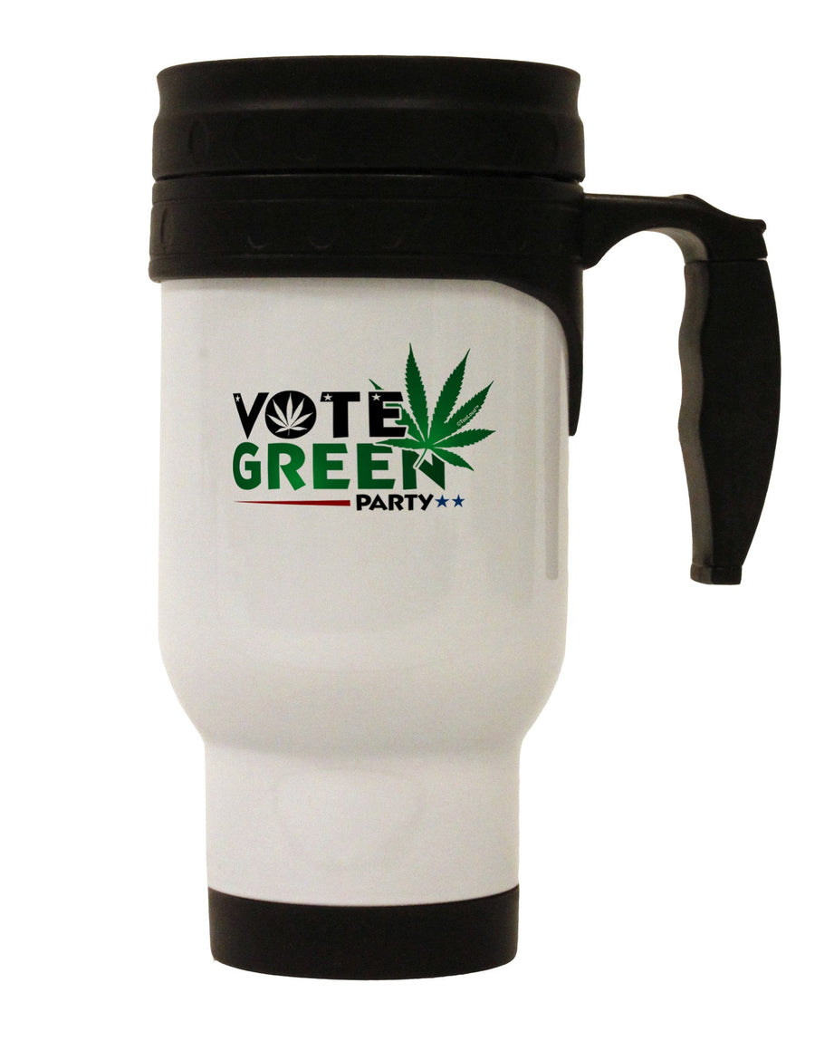 TooLoud Vote Green Party - Marijuana Stainless Steel 14oz Travel Mug-Travel Mugs-TooLoud-White-Davson Sales