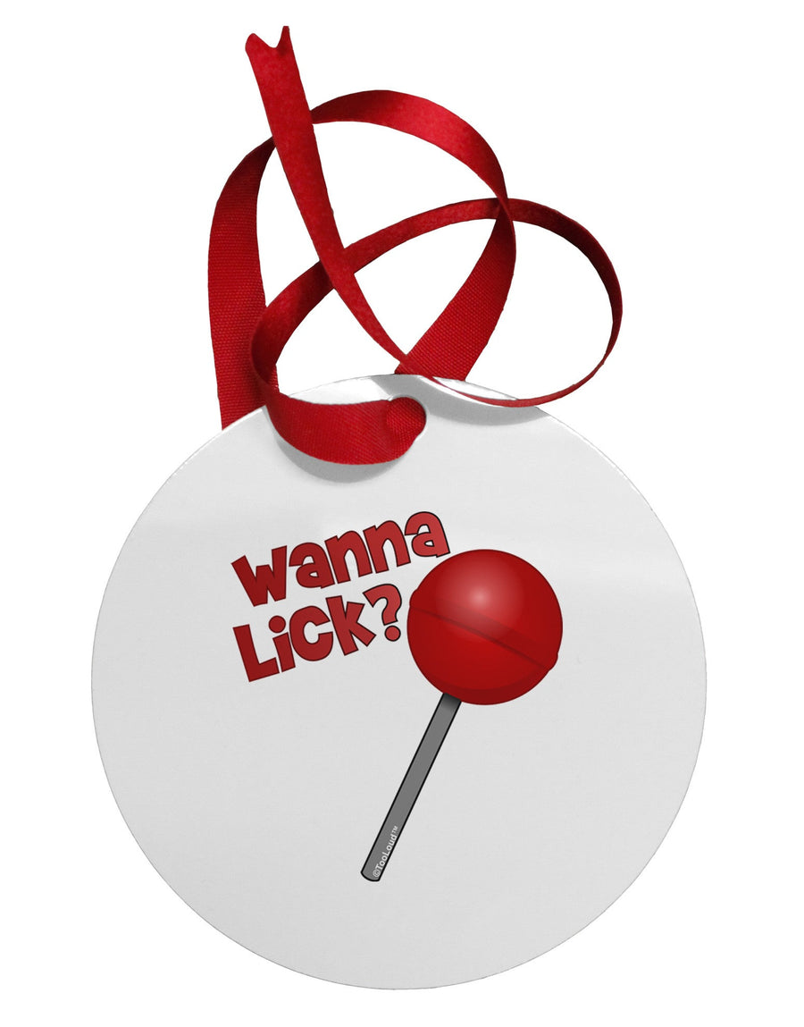 TooLoud Wanna Lick Lollipop Circular Metal Ornament-Ornament-TooLoud-White-Davson Sales